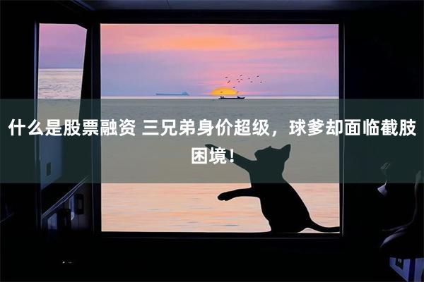 什么是股票融资 三兄弟身价超级，球爹却面临截肢困境！