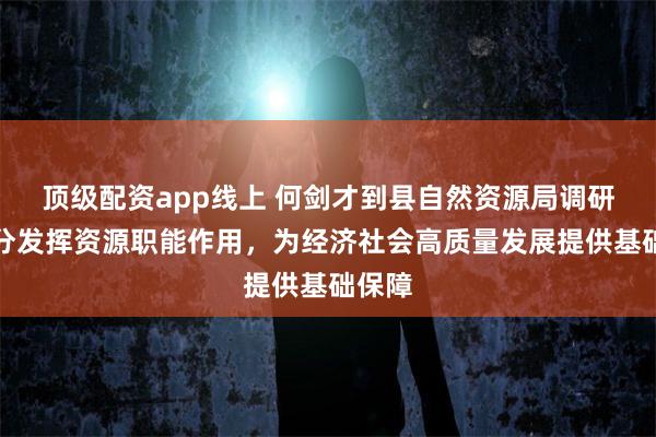 顶级配资app线上 何剑才到县自然资源局调研：充分发挥资源职能作用，为经济社会高质量发展提供基础保障