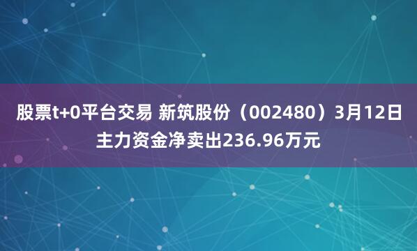 股票t+0平台交易 新筑股份（002480）3月12日主力资金净卖出236.96万元