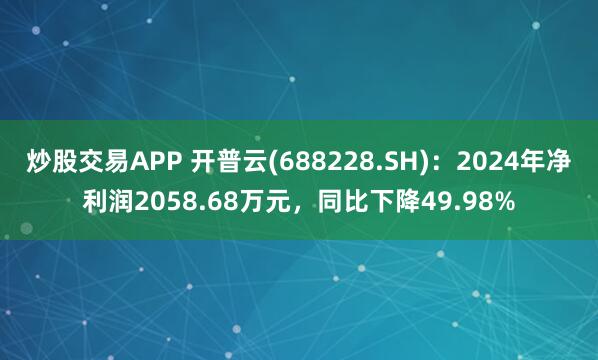 炒股交易APP 开普云(688228.SH)：2024年净利润2058.68万元，同比下降49.98%