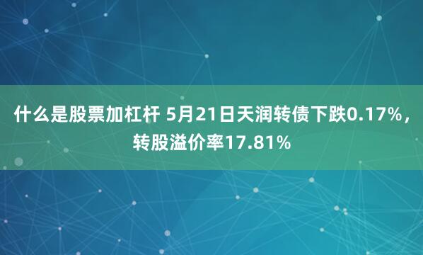 什么是股票加杠杆 5月21日天润转债下跌0.17%，转股溢价率17.81%