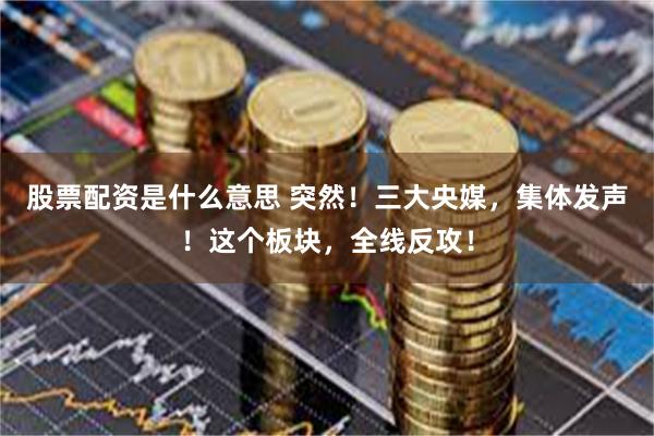 股票配资是什么意思 突然！三大央媒，集体发声！这个板块，全线反攻！