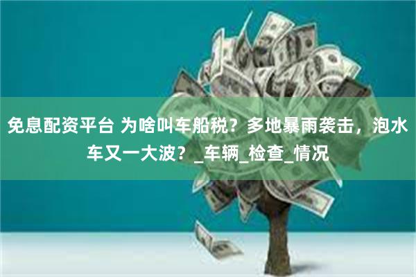 免息配资平台 为啥叫车船税？多地暴雨袭击，泡水车又一大波？_车辆_检查_情况