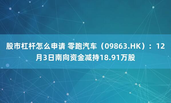 股市杠杆怎么申请 零跑汽车(09863.HK):12月3日南向资金减持18.91万股